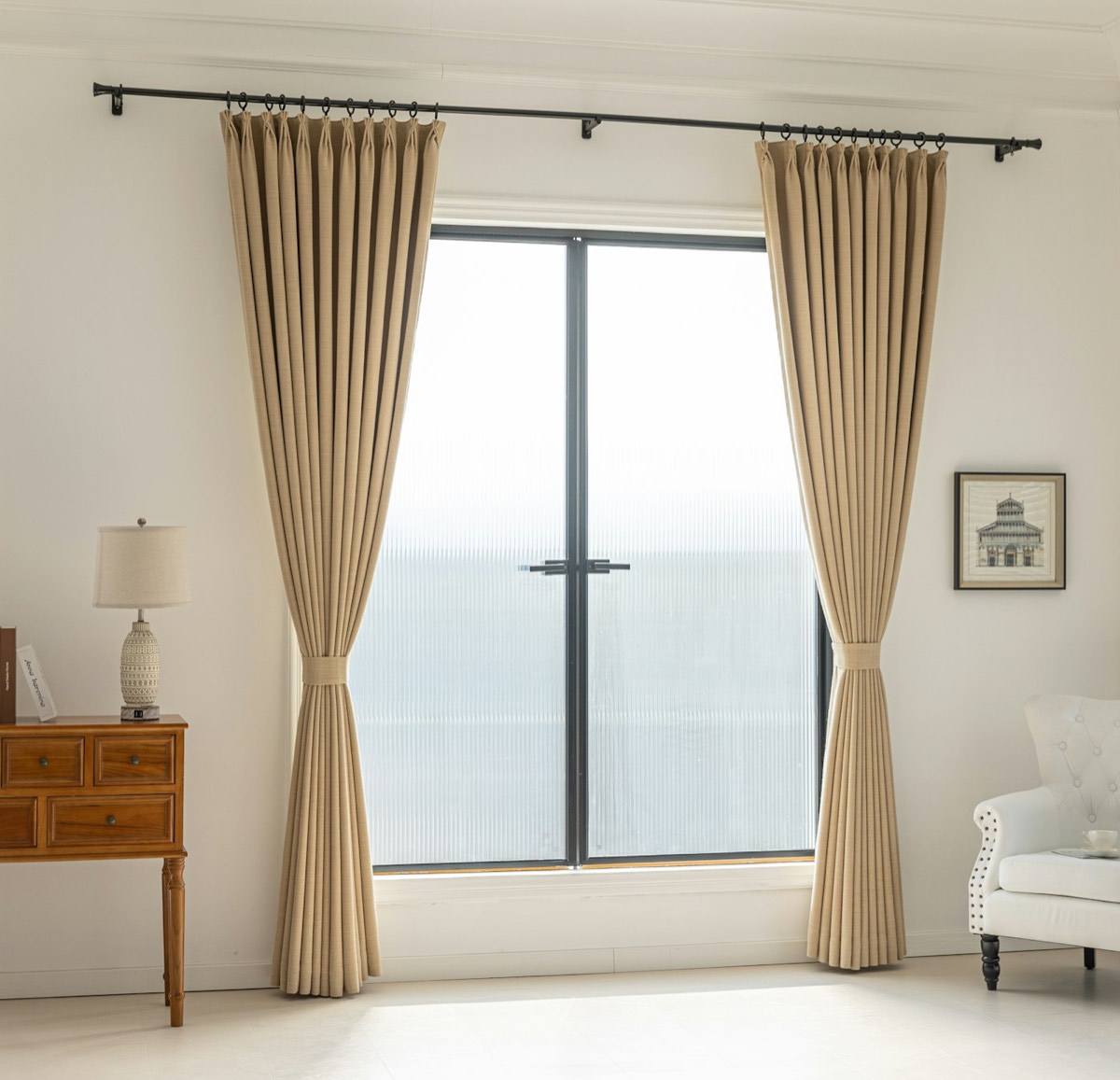 Ivory Linen, 120 Inch Drop