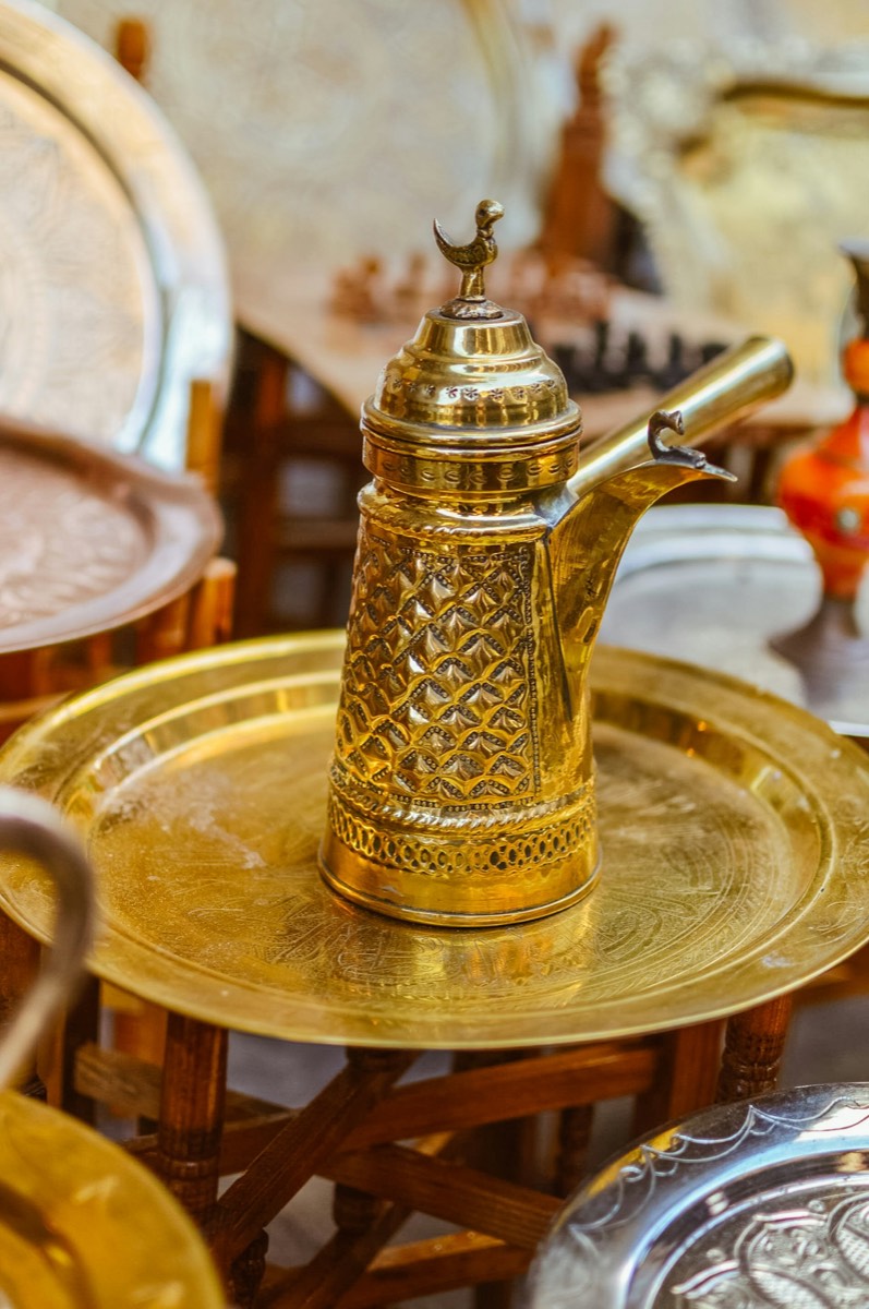 Oval Hammered Brass Tray